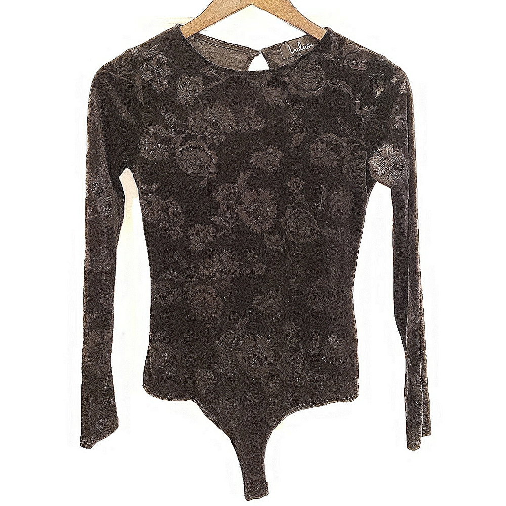 Lulu's Black Velvet Bodysuit
